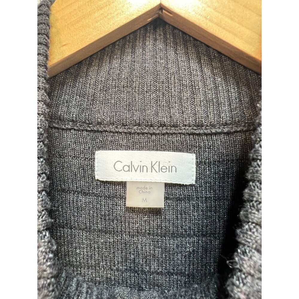 Calvin Klein Womens Ribbed Knit Double Zip Sweater Dress Long Sleeve Size M Gray - Picture 3 of 11